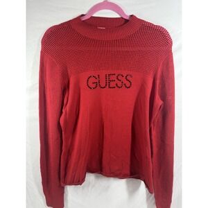 Guess Long Sleeve Pullover Needed Logo Lightweight Sweater Sz XL